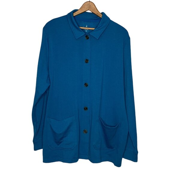 Cuddl Duds‎ Women's XL Blue Collared Comfortwear Button Front Cardigan Sweater - Picture 1 of 4